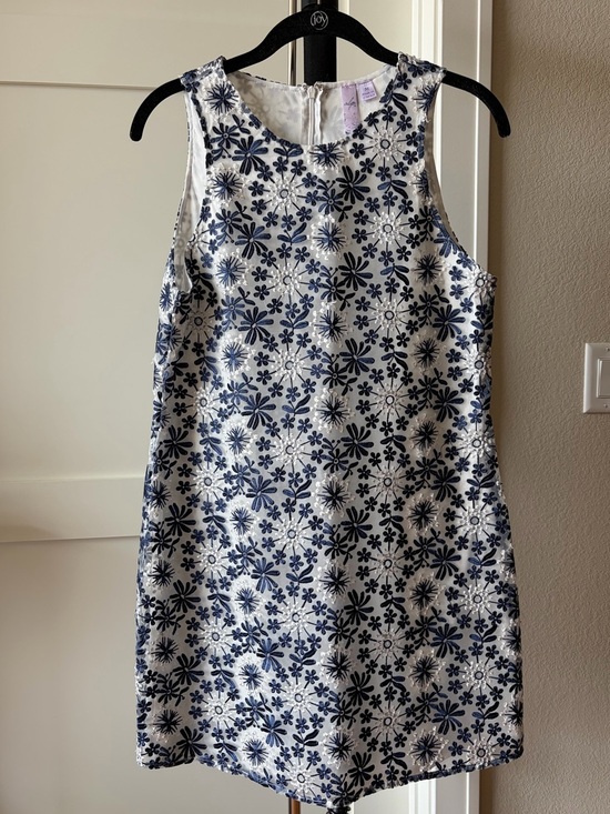 Alya Dresses & Skirts - Alya Blue White Embroidered Floral Dress Medium Sleeveless Shift